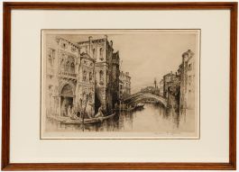 Andrew Fairbairn Affleck - Early 20th Century Etching, Venetian Canal