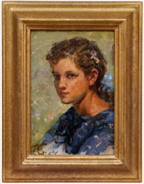 Feodor Vassilievich Savostianov - 1957 Oil, Girl in Blue
