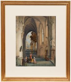 Louis Haghe - Late 19th Century Watercolour, Cathedral Interior