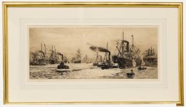 William Lionel Wyllie - Early 20th Century Etching, The Clyde at Govan