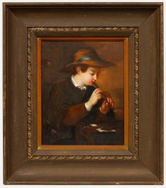 Late 19th Century Oil - Playing the Flute