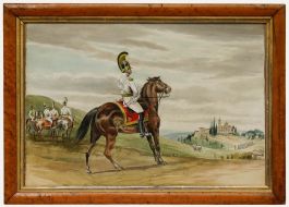 19th Century Watercolour - Cavalry Officer Overlooking the Certosa di Firenze