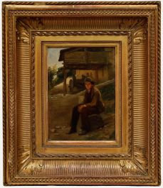 Attributed to Pierre Edouard Frère - 19th Century Oil, Waiting by the Road