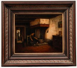 Harlingen - c.1900 Oil, Stoking the Fire