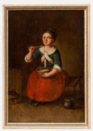 Late 19th Century Oil - Young Woman Eating