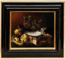 Ida Calzolari - Framed 20th Century Oil, Still Life with Lemon & Fish