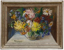 Elisabeth Zierhold - Framed Early 20th Century Oil, Summer Flowers