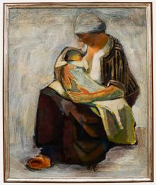 Framed 20th Century Oil - Mother with Child
