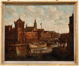 Dutch School - Framed 18th Century Oil, Capriccio Townscape