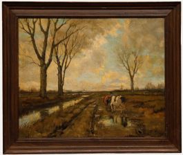 A. Lenning - Framed Late 19th Century Oil, Heading Out to Pasture