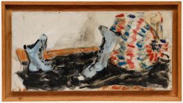 Framed 20th Century Oil - Blue Boots