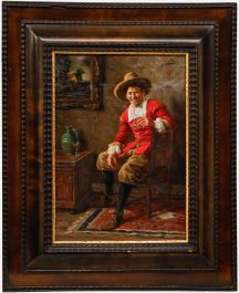 Follower of Albert Friedrich Schröder - 20th Century Oil, The Smoking Cavalier