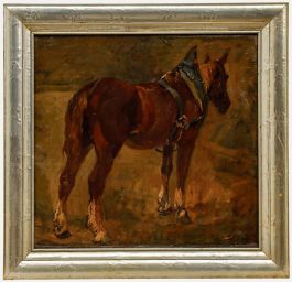 Reinhard Schmidt - Framed Early 20th Century Oil, Workhorse in Harness