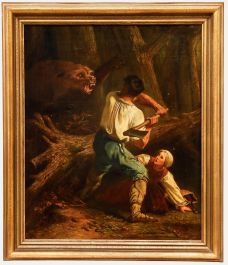 After Charles Verlat - 19th Century Oil, Battle of Life and Death