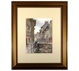 Paul Copson  - Mid 20th Century Watercolour, Conversations on the Bridge