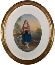 Mid 19th Century Watercolour - Country Beauty
