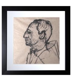 Brian Midlane - Mid 20th Century India Ink, Man In Profile