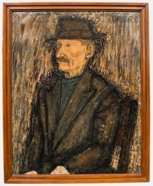 Sylvain Doumont  - 1965 Oil, L'homme au Chapeau