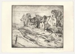 Rudolf Koch (1902-1985) - 1989 Etching, Cottages on a Winter Day