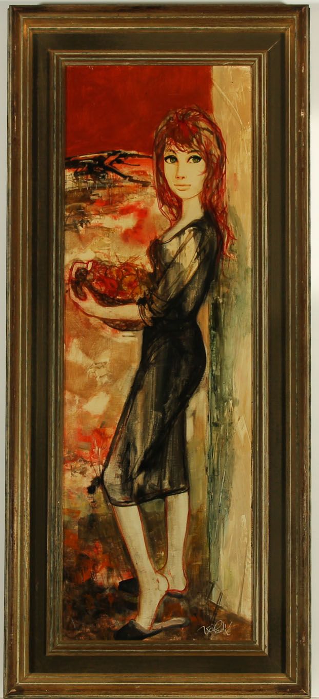 Jean Baptiste Valadie b.1933 - Framed and Signed Oil, Woman with