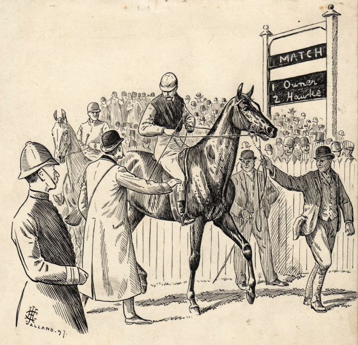 1897 Pen and Ink - At the Horses