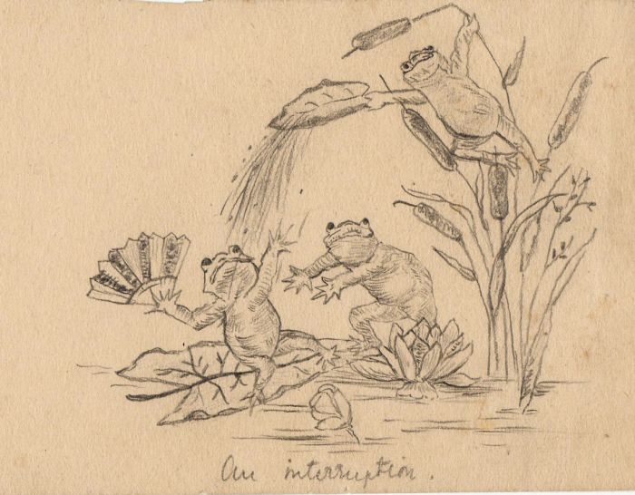 19th Century Pencil Drawing "An Interruption"