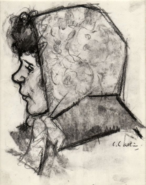 Christopher Catlin RBA - Early 20th Century Charcoal Portrait "Shep"