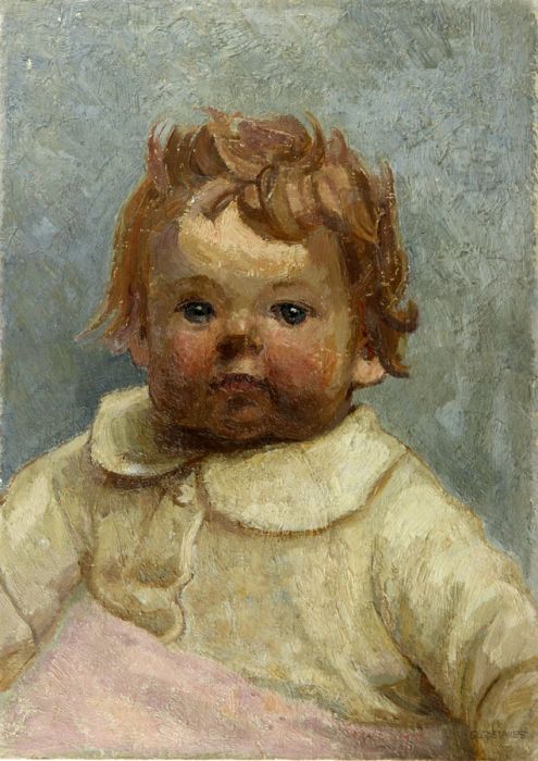 Elsie Gledstanes RBA FRSA - Early 20th Century Oil on Board - Portrait of a Baby