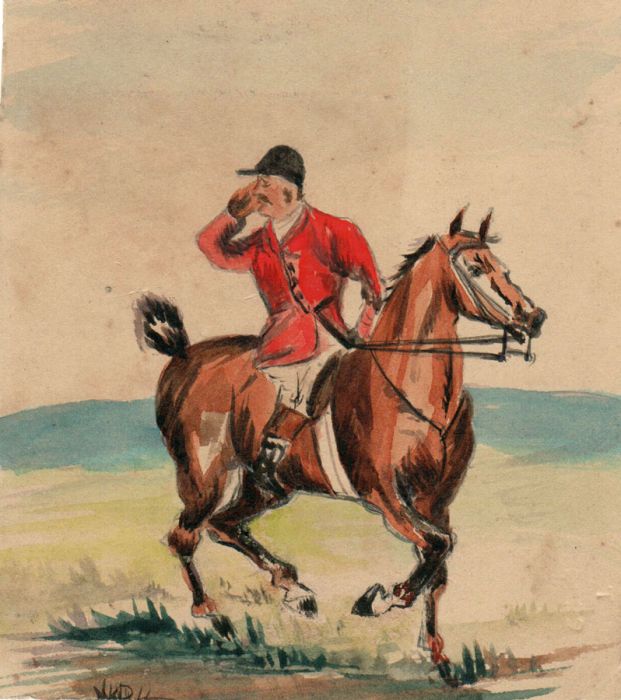 19th Century Fox Hunt Watercolour