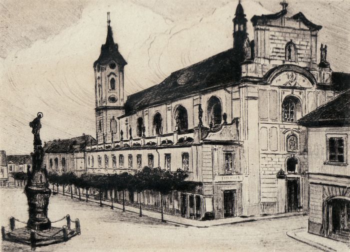 19th Century Drypoint Engraving of 'Most', Czech Republic