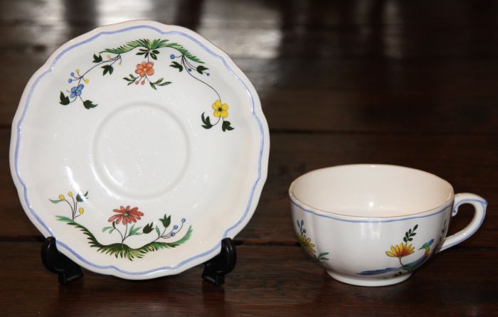 Gien Oiseaux de Paradis Tea/Coffee Cup and Saucer 2 Sets