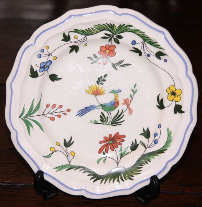 Gien Oiseaux de Paradis Bread and Butter Plates, Pair