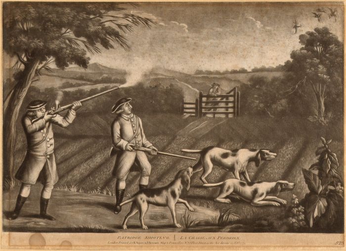 Original 1775  Mezzotint, Patridge Shooting