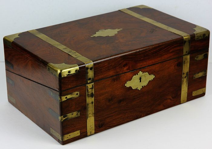 Excellent Brass Bound Figured Walnut Writing Slope