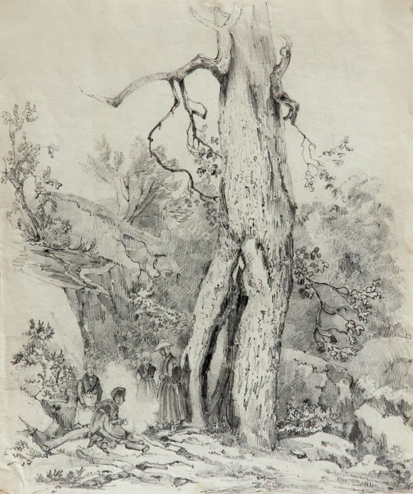 Fine 19C Italian Pencil Drawing