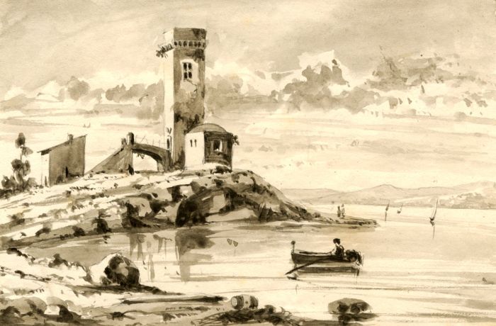 Excellent 19th Century Italian Monochrome  Watercolour