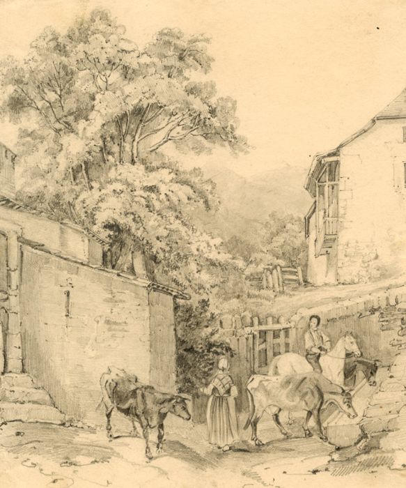 Superb Italian 19C  Pencil Sketch