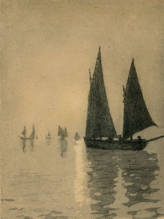 Claude Hamilton Rowbotham (1864-1949) - Bringing Home the Catch Signed Etching