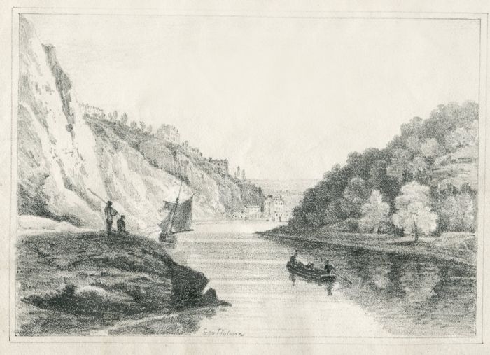 George Holmes - Early 19th Century Charcoal Drawing, Avon Gorge
