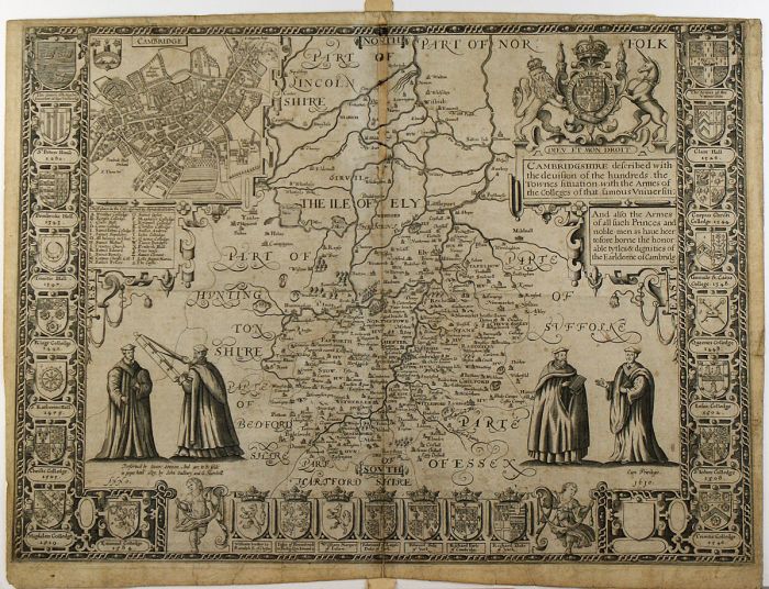 John Speed - 1611 Engraving, Original 1611-1612 Map of Cambridgeshire