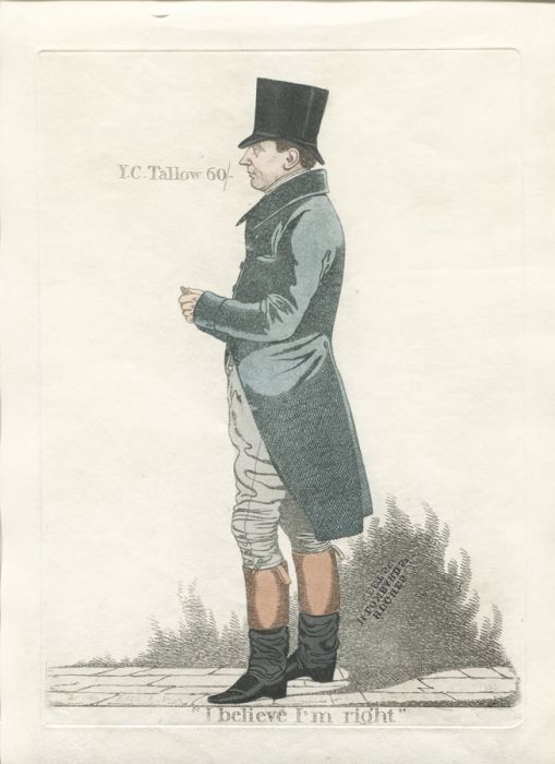 Richard Dighton - 1825 Etching, Y.C.Tallow 60/ I Believe I'm Right, Daniel Alder