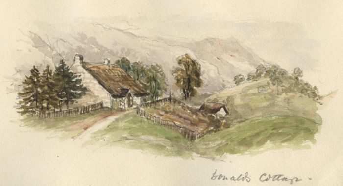 Edith M. Barratt - 1880's Scottish Watercolour Donald's Cottage