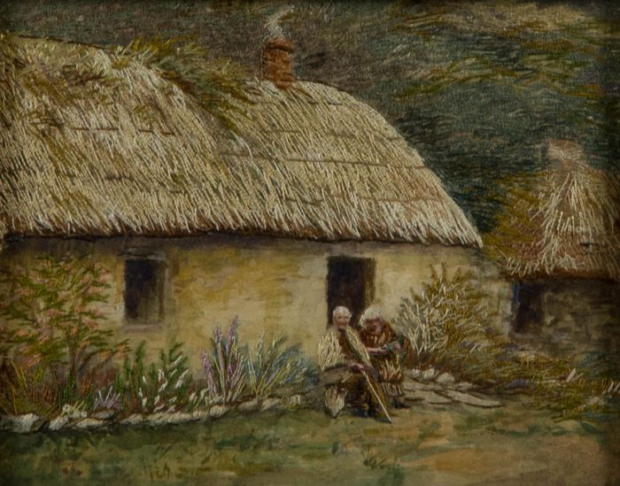 Monogram F.P. - 1928 Embroidery, A Cottage on the Crinan Canal, Scotland