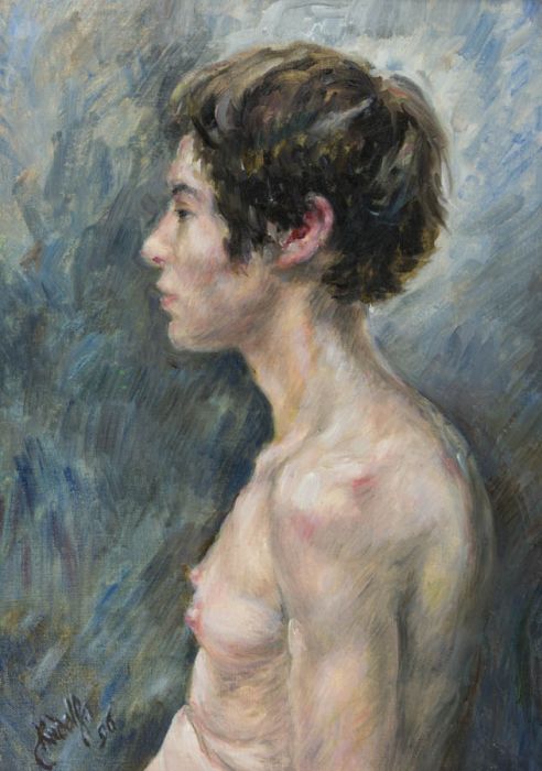 Francis Rudolph (1921 - 2005) - 1996 Oil, Half Length Portrait of a Female Nude