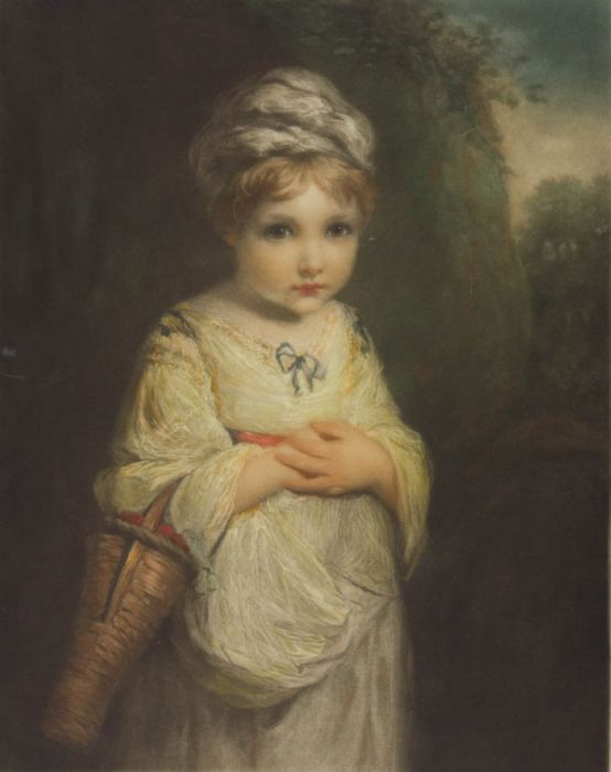 Elizabeth Gulland - 1921 Mezzotint, The Strawberry Girl after Joshua Reynolds
