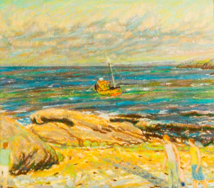 John Powell - Fine 1982 Oil, Evening Seascape in Cornwall
