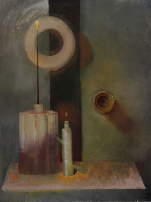 Julian Gordon Mitchell - Contemporary Oil, Surrealist Still Life with Vases