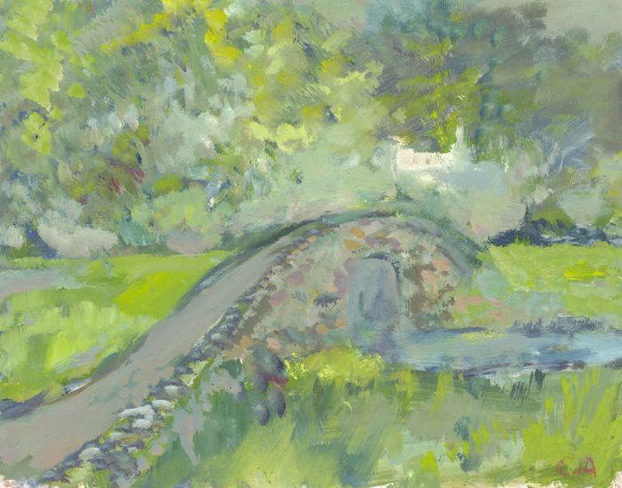 Gilbert Adams FRPS (1906-1996) - Mid 20th Century Oil, Arched Stone Bridge