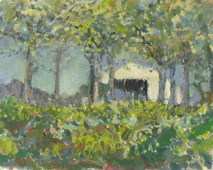 Gilbert Adams FRPS (1906-1996) - Mid 20th Century Oil, View of Outbuilding