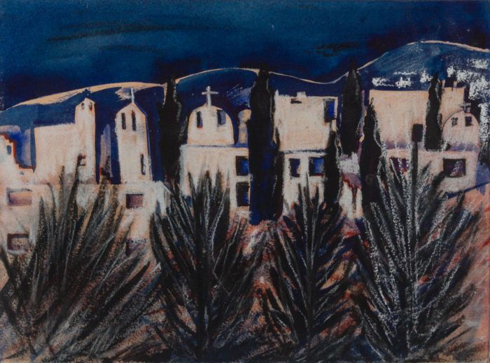 Rosalind Adams (née Thuillier) - Contemporary Watercolour, Continental Town